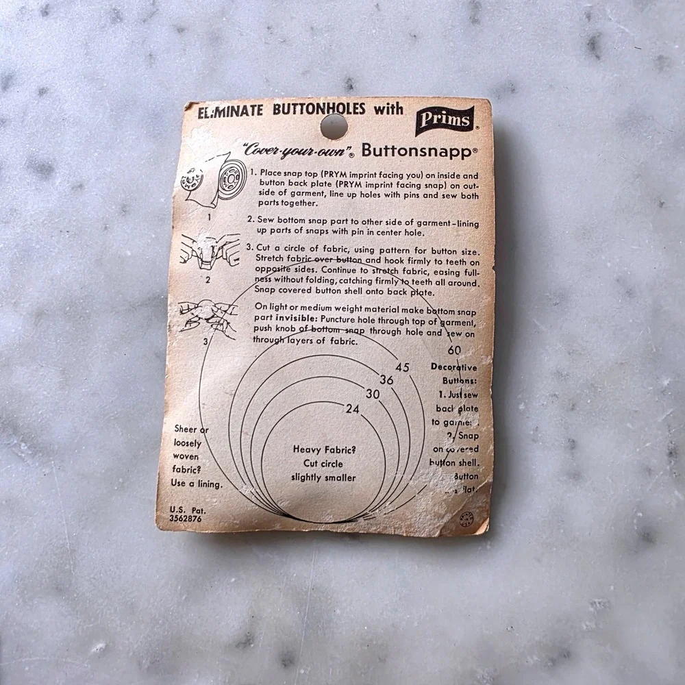 Vtg Prims Cover-Your-Own Buttonsnapp Silver Metal Snaps 4 Sets USA New Old stock